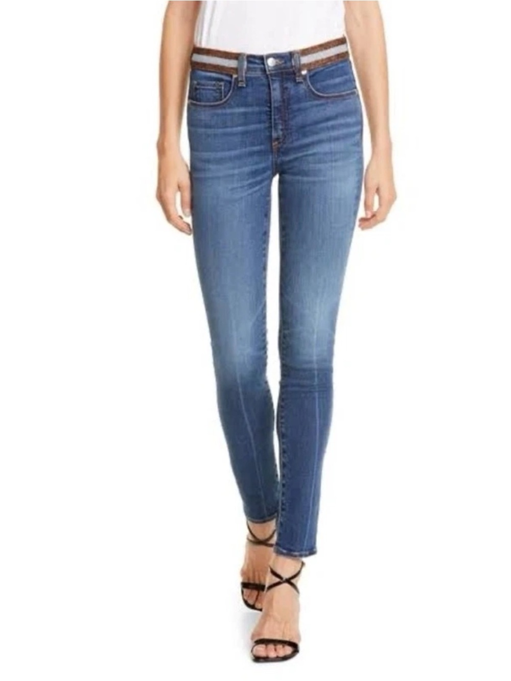 Veronica Beard Kate Skinny Hi Rise Stretch Split Leg Oxford Wash‎ Jeans 25 $278